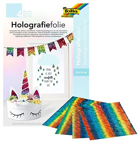 folia 347 – holografisk folie 23 x 33 cm, 4 blad, regnbåge, självhäftande