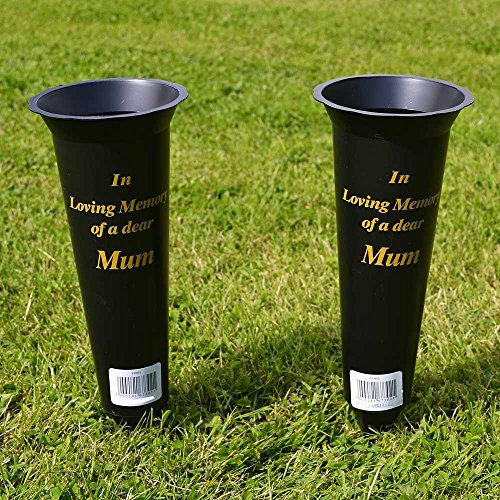 Angraves Set of 2 Mum In Loving Memory Spiked Memorial Grave Flower Vases