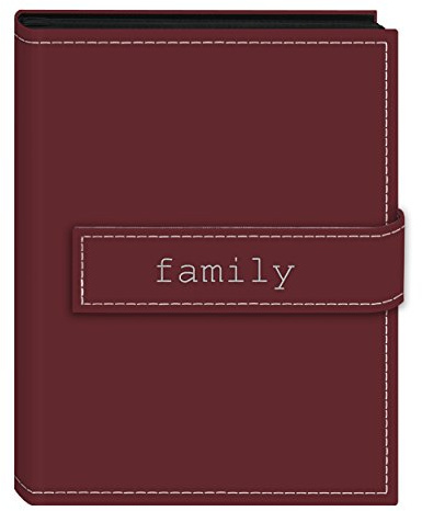 Pioneer Photo Albums EXP-46/BF 36-Pocket 4 by 6-Inch Embroidered Family Strap Sewn Leatherette Cover Photo Album, Mini, Burgundy