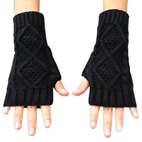 Novawo Women's Hand Crochet Winter Warm Fingerless Arm Warmers Gloves