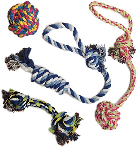 Otterly Pets 4-Pack Puppy Dog Rope Toys for Small to Medium Dogs – Interactive Tug of War Pull Toy for Dogs, Puppy Teething Toys - Machine Washable - Great for Fetch