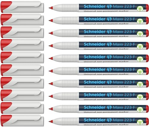 Schneider Maxx 223 F Universal-Marker (non-permanent, feucht abwischbar, 0,7 mm) 10er Packung rot