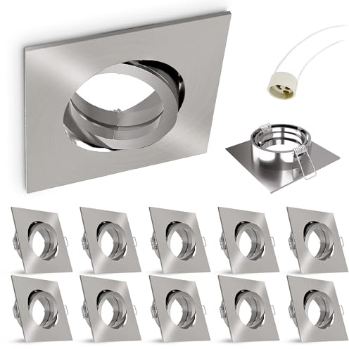 linovum Einbaustrahlerrahmen, Edelstahl, quadratisch, schwenkbar 10er-Set - Edelstahl Optik