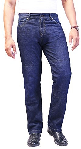 Huxlay Bros Mens Motorcycle Aramid Lined Jeans, Motorbike Jeans, Blue, Free Protectors (UK, Waist & Inseam, 36, 32)