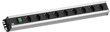 BACHMANN Steckdosenleiste HANDWERKERLEISTE 9-Fach mit Schalter 2m Kabel Mehrfachsteckdose für Handwerk Grau 300.004 (extra Robustes Design)