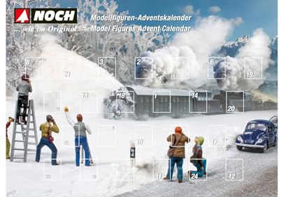 NOCH Figuren-Adventskalender mit 28 Figuren, handkoloriert, für die Spurweite N, ideal zum Verschenken oder als Sammlerstück