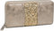 styleBREAKER Geldbörse mit umlaufendem Pailletten Streifen, Reißverschluss, Portemonnaie, Damen 02040056, Farbe:Antik-Gold