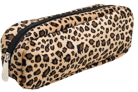 Exacompta - Réf. 52810E - 1 Trousse rectangle motif Léopard en fourrure synthétique - entièrement doublée de polyester - dimenions 22 x 6 x 8 cm