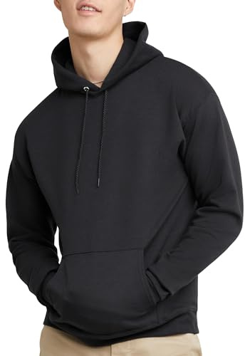 Hanes Men's Pullover EcoSmart Hooded Sweatshirt, Black, Large