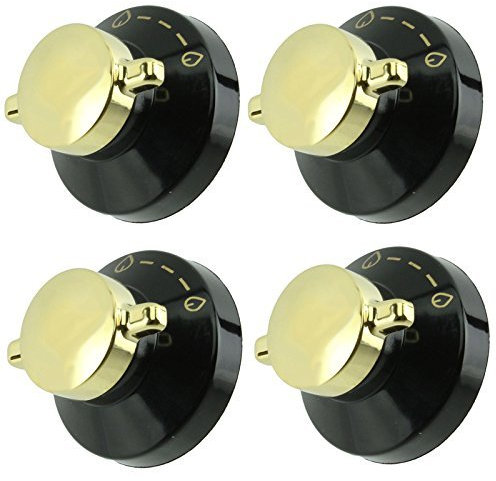 Stoves Genuine Gas Oven / Cooker / Hob Flame Control Knob (Black & Gold, Pack of 4)