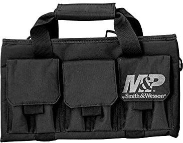 Smith & Wesson M&P Pro Tac Padded Single Handgun Case with Ballistic Fabric Construction and External Pockets for Shooting, Range, Storage and Transport,Black