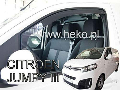 J&J AUTOMOTIVE Heko Déflecteurs d'air et de Vent pour Citroen Proace Depuis 2016, Lot de 2pcs, Teintés, Avant et Arrière, Aérodynamique