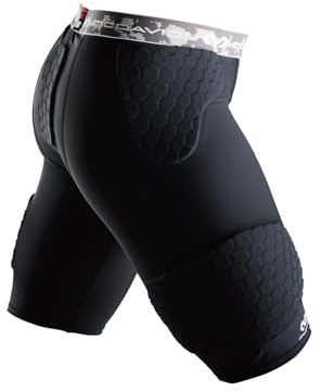 McDavid Compression Football Padded Shorts w/HEX Pads, Men's Compression Shorts, Hip, Tailbone, Thigh Padding Girdle, Football, Lacrosse, Hockey, Basketball