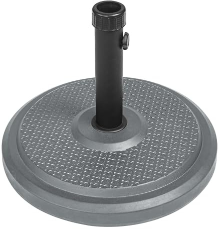 paramondo Base di Appoggio per Ombrelloni Standard, Rotonda in Calcestruzzo Polimerico, per Pali di Diametro 50 mm, con Adattatori, Argento