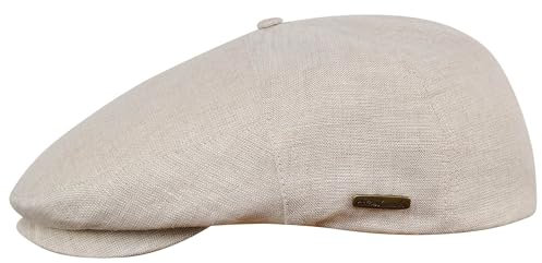 Sterkowski Modell Swede | 100% Naturleinen Schiebermütze für Herren und Frauen | Cabrio Sommer Flatcap Irische Retro Newsboy Hut Outdoor-Hut Gastby Klassische Golf Leichte Beige 58