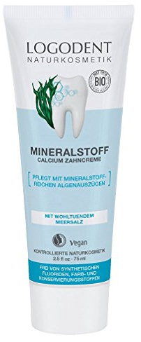 LOGODENT Naturkosmetik MINERALSTOFF Calcium Zahncreme, Mild-frischer Geschmack, Frei von synthetischen Fluoridzusätzen, Mit mineralstoffreichen Algenauszügen, Vegan, 1x75ml
