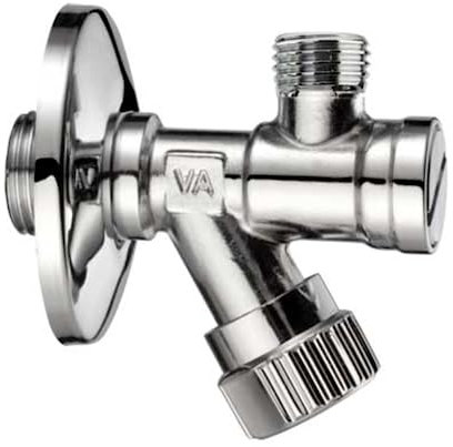 Schläfer 4372019 | Rubinetto Sottolavabo a Squadra in Ottone con Filtro 3/8 e Valvola di Chiusura 1/2- 3/8 per Lavabo Bagno, Bidet e Cucina, Finitura Cromata