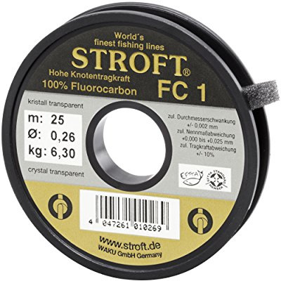 Stroft FC1 Monofile Angelschnur, 25 m, grau, Unisex, 0,400mm-11,7kg