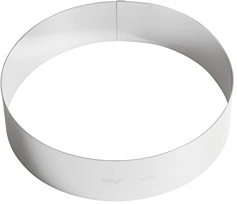 Paderno 47534 Tortenring, Tortenform, für Backen, Gebäck, Moussekuchen Edelstahl, Spülmaschinenfest, Diametro 24 cm, Grau