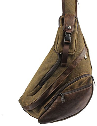 Xieben Canvas Sling Bag Mochila Bandolera Mochila Crossbody Hombro Cofre Paquete Para Hombres Mujeres De Viajes Negocios Ordenador Portátil Ciclismo Senderismo Mochila Coffee