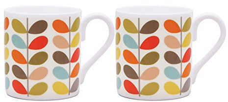 Orla Kiely 2 x Ovale Tassen, 10 Farben, Porzellan, 250 ml