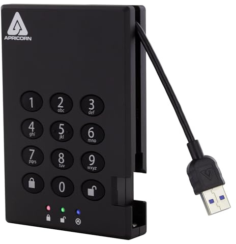 Apricorn Aegis Padlock Disque Dur Externe Portable crypté USB 3.0 256 Bits AES XTS Hardware 500 Go (A25-3PL256-500)