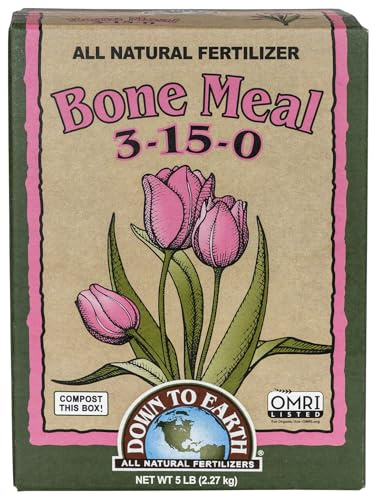 Down To Earth All Natural Fertilizers Organic Bone Meal - High Phosphorus Plant Food for Buds, Bulbs, Blooms, Flowers 3-15-0, 5 lb
