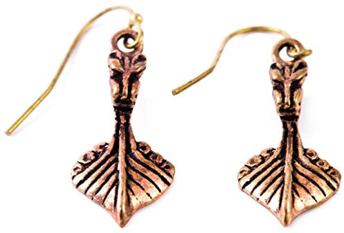 WINDALF Wikinger Ohrringe ERATHOR 3.4 cm Drachenschiff Ohrhänger handgemacht aus Edle Bronze