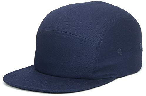 DongKing 5 Panels Baseball Cap Classic Flat Bill Hat Cotton Short Flat Brim Caps (Dark Blue)