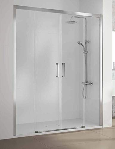 Mampara de Ducha Frontal - 2 Hojas Fijas y 2 Puertas Correderas -Cristal de Seguridad de 6 mm - Modelo Cuatrocientos 4 (180-186 cm)