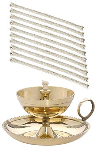 NKlaus Ghee Lampe Öllampe mit 10 Ersatzdochte Handarbeit Messing Haus Garten gold groß 40600