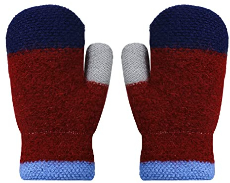 TAGVO Guantes para Niño, Guantes de Punto de Invierno, Guantes de Manoplas de Forro Polar Grueso, Guantes con Dedos Completos para Niños y Niñas de 6 a 12 Años