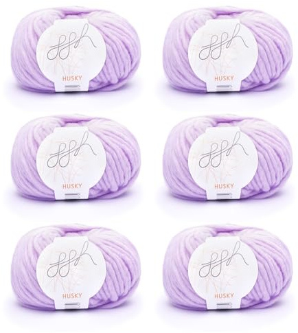 ggh Husky Box - 6 Knäuel - dicke Wolle aus Schurwolle - gegeignet zum Stricken oder Häkeln - Farbe 052 - Fliederrosa