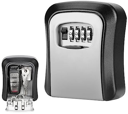 MoonSing Boîte à Clés Sécurisée, Montage Mural Coffre à Clé Extérieur avec Code à 4 Chiffres, étanche et antirouille, Peut Changer de Mot de Passe, pour Maison de l'École de Garage à Domicile