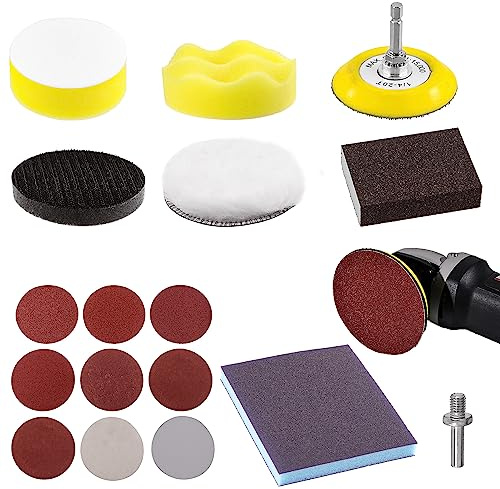 Swpeet 108pcs 3 tum slipningsskivor Pad med slipningssvamp Buffing Blocks, 3 tum 80-3000 Grit slipningsskivor Pad, svamp Buffing Pads med 1/8 Shanks för borrslip Rotary Tools (Stiler nr 1)