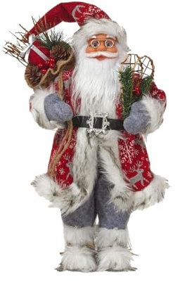 Fenteer Tisch-Weihnachtsdekoration, Weihnachtsmann-Puppe, Weihnachtsmann, stehende Weihnachtsmann-Figur für Party, Urlaub, drinnen, Silvester, Hochzeit, 45cm