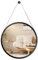Exabang Spiegel Rund 45 cm, Runder Spiegel Wandspiege Round Mirror mit Rahmen für Schminktisch, Badezimmer, Flur, Wohnzimmer, Wanddekoration (Schwarz)