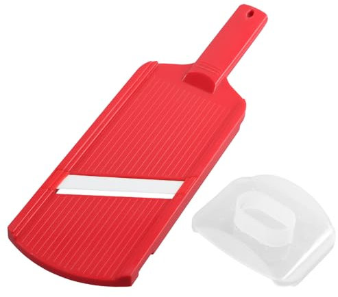 Affettaverdure per Frutta e Verdura, Mandolina Affettatrice Professionale, Tagliapatate Affetta da Cucina con Lame in Acciaio e Protezione di Sicurezza, per Legumi Cipolla Carote Alimenti (Rosso)