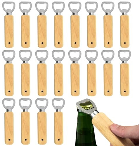 Meyagot 20 Pièces Decapsuleur Bois, Ouvre-Bouteille Decapsuleur Biere, Biere Ouvre Bouteille Poignée En Bois Ouvre-Bouteille De Bière Portable Naturel Decapsuleur Avec Poignée Pour Cuisine, Bar