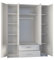 Oggi Kleiderschrank Vierflügel Rota Weiß 160 cm Schwebetürenschrank Led-Lichtleiste Schlafzimmermöbel Stauraum Organizer magnetische Türdichtungen