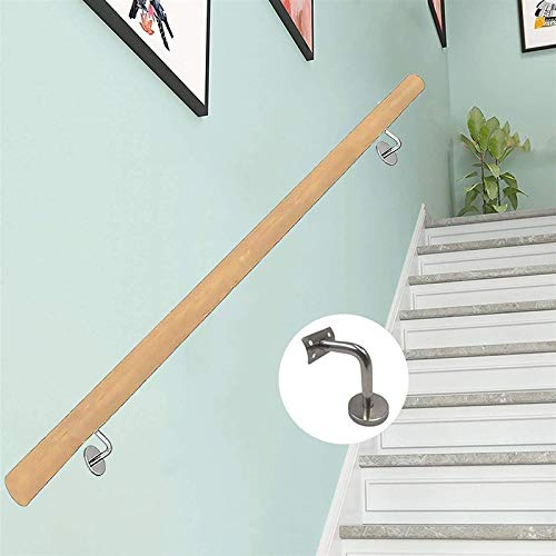 TONZN Pasamanos de madera para escalera, pasamanos antideslizantes para escaleras, barra de soporte, montaje en la pared, kit de barandillas para el hogar, jardín, pasillo, loft, cubierta, 50 ~ 600 cm