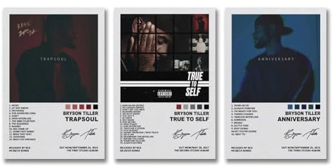 Yuagaiou 3 PCS Bryson Tiller Poster Wall Art Canvas Posters Room Decorative Aesthetic Poster Print Decor Posters 08x12inch(20x30cm)-3pcs Style-4