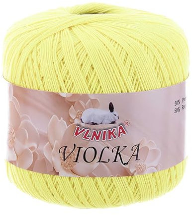 Häkelgarn Violka 50g Baumwolle tlw. recycled Klassikgarn Filetgarn unifarben, Farbe:hellgelb