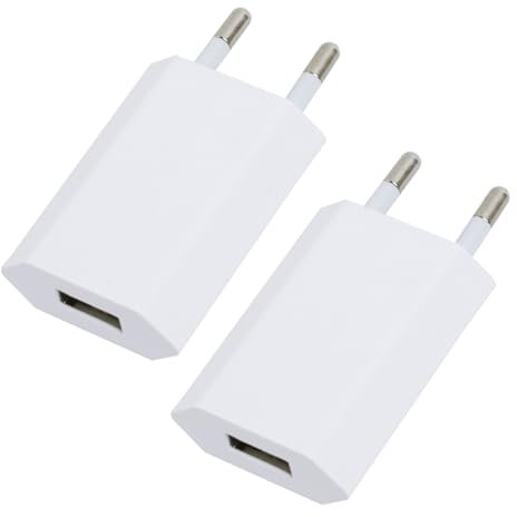 EuAcesry Cargador USB 5V 1A Universal, 2 Piezas Adaptador de Enchufe Carga Rapida USB A, Cabeza Carregador Charger Movil Compatible with i-Product XS MAX XR X 8, 7, 6, 6S, 5S Plus,Xiaomi, Samsung