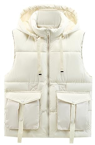 Men's Outerwear Gilets with Hood Quilted Puffer Padded Vest Down Vests Sleeveless Winter Jacket Water Repellent & Wind Resistant Vests Body Warmer Waistcoats for Men Running