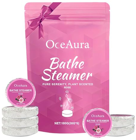6 Pack Bombe da Doccia,Shower Steamers,Profumo di Rosa,Shower Bomb Doccia,Shower Steamers Aromatherapy,Regali di Natale per Donna,Regali Rilassanti