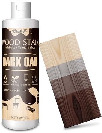 Teinte à Bois Chêne Foncé - 250ml Peinture Bois à Base d'eau pour Meubles d'intérieur et d'extérieur, Peinture Effet Boi, Séchage Rapide, Faible Odeur et Non Toxique, Facile à Appliquer, Wood Stain