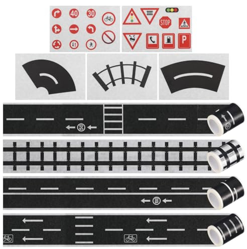 SUPVOX 9 Unidades Cinta Adhesiva Carretera Niños Pegatinas Tráfico Washi Tape Decorativa Para Juegos Educativos Manualidades Infantiles Aprendizaje Señales Vial