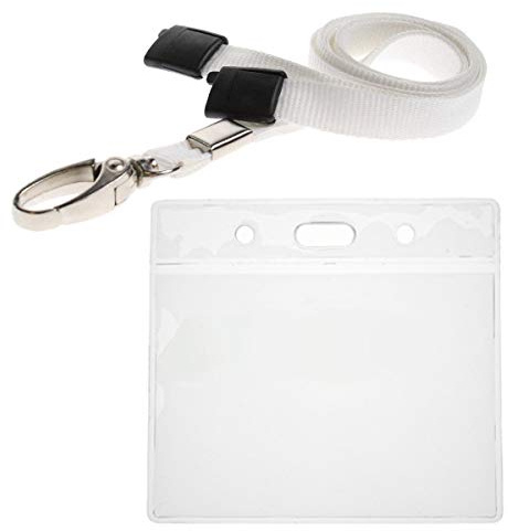 ALG ID Cards® White ID Card Badge Wallet - White Lanyard Card Wallet - White Wallet Lanyard Neck Strap with Metal Clip & Safety Breakaway Release for Pass Holder