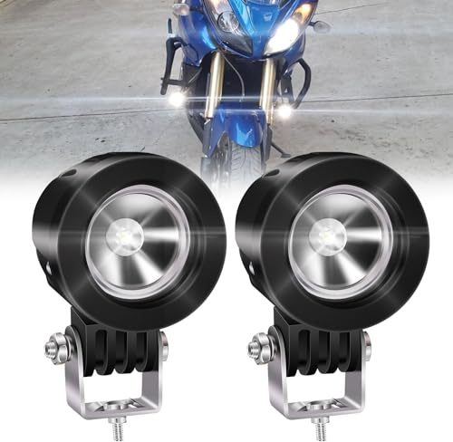 Biqing 10W Faretti LED Moto Bianca - Faro Anteriore 2 Pollici, Lampada Supplementare, Luce di Guida Add-On, Fendinebbia per Veicoli 12-24V, Bici, Auto, Barca
